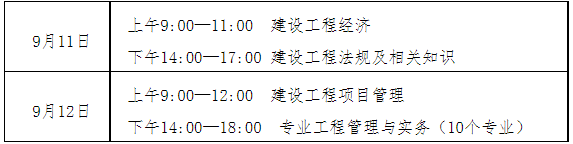 考試時間及科目