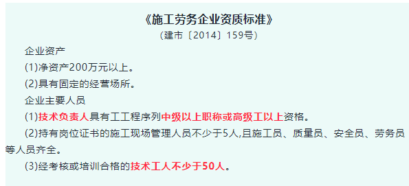 企業未取得施工勞務資質和安許，不得承接作業！